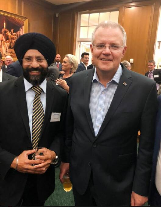 Amardeep Singh with Prime Minister Scott Morrison. Picture: Facebook