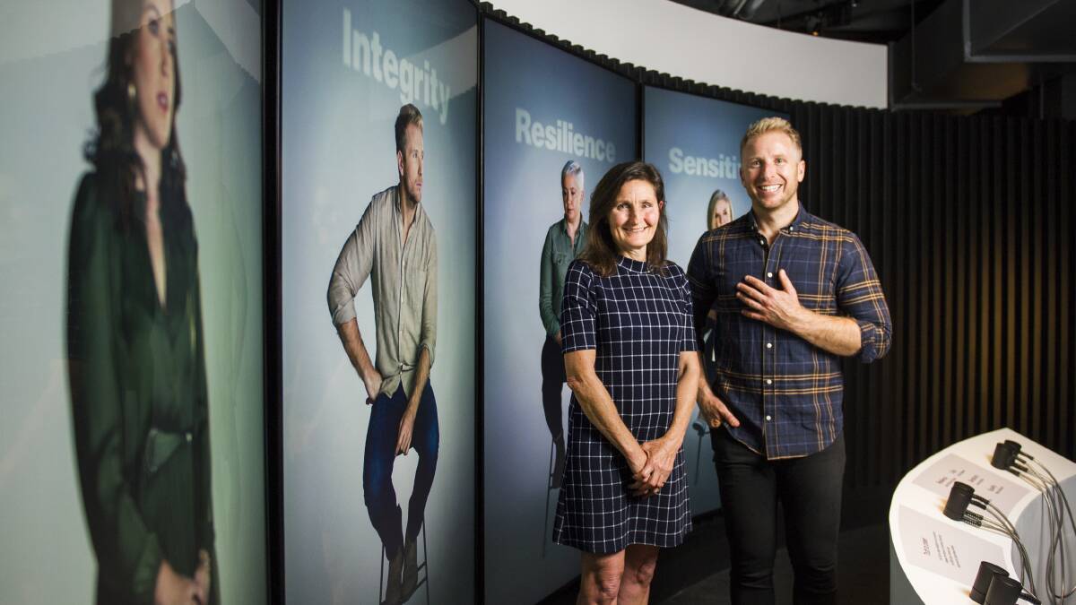 Journalists Joanne McCarthy and Hamish Macdonald at the Truth, Power and a Free Press exhibition at the Museum of Australian Democracy. Picture: Dion Georgopoulos