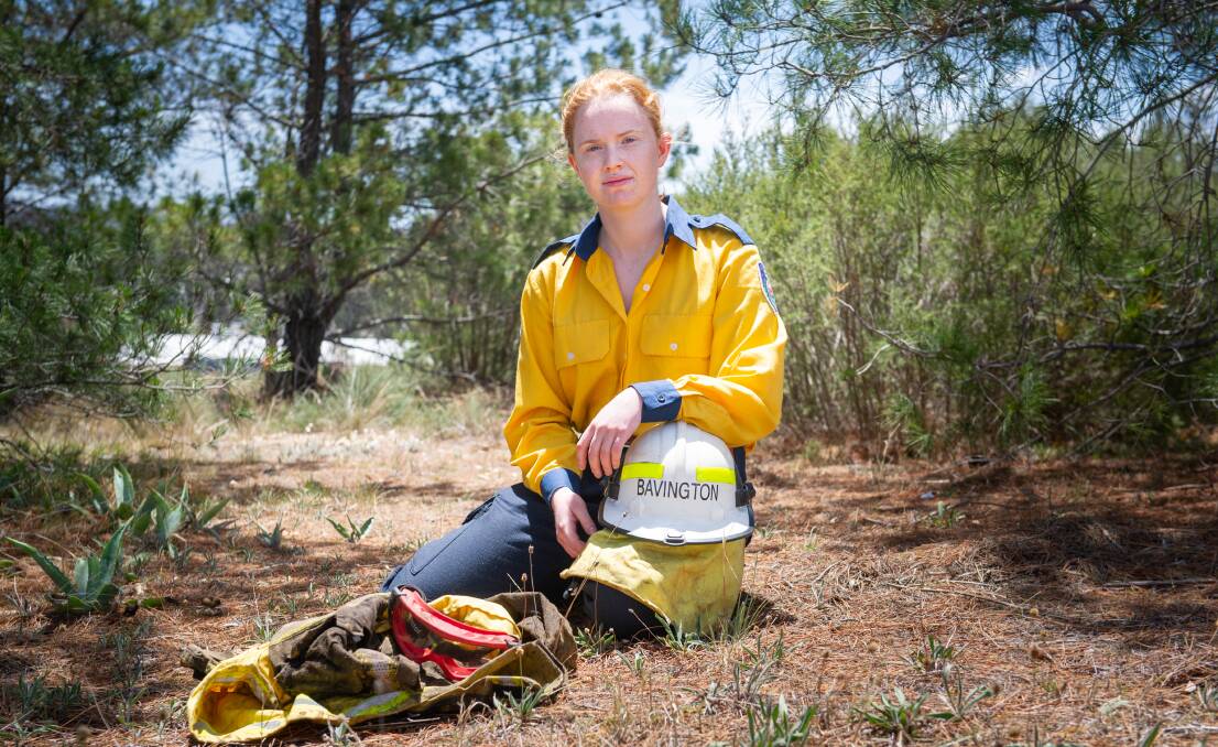 Rural Fire Service volunteer Emma Bavington, 20, has been fighting the fires up north. Picture: Elesa Kurtz