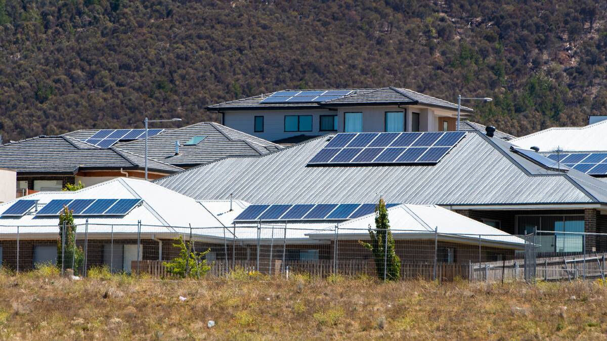 Solar panels on homes in Canberra. Picture: Elesa Kurtz