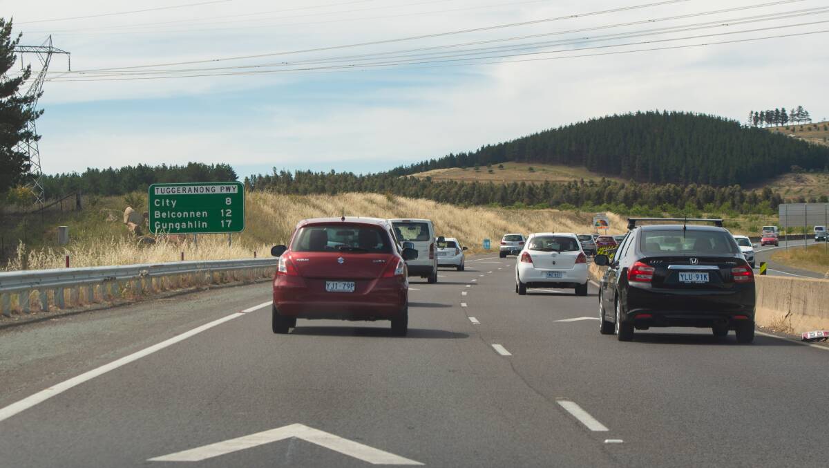 Parts of the Tuggeranong Parkway will get variable speed limits to help lower the number of crashes. Picture: Elesa Kurtz