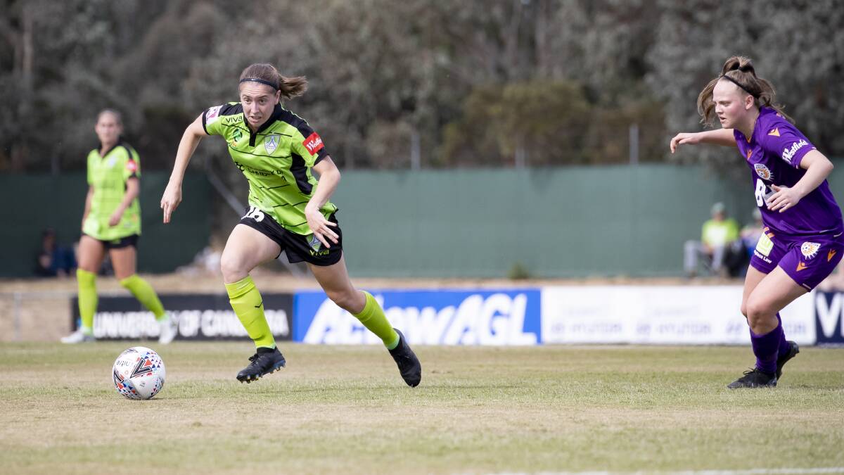 Canberra United's Karly Roestbakken has been named in the Matildas squad for next month's Olympic qualifiers. Picture: Sitthixay Ditthavong