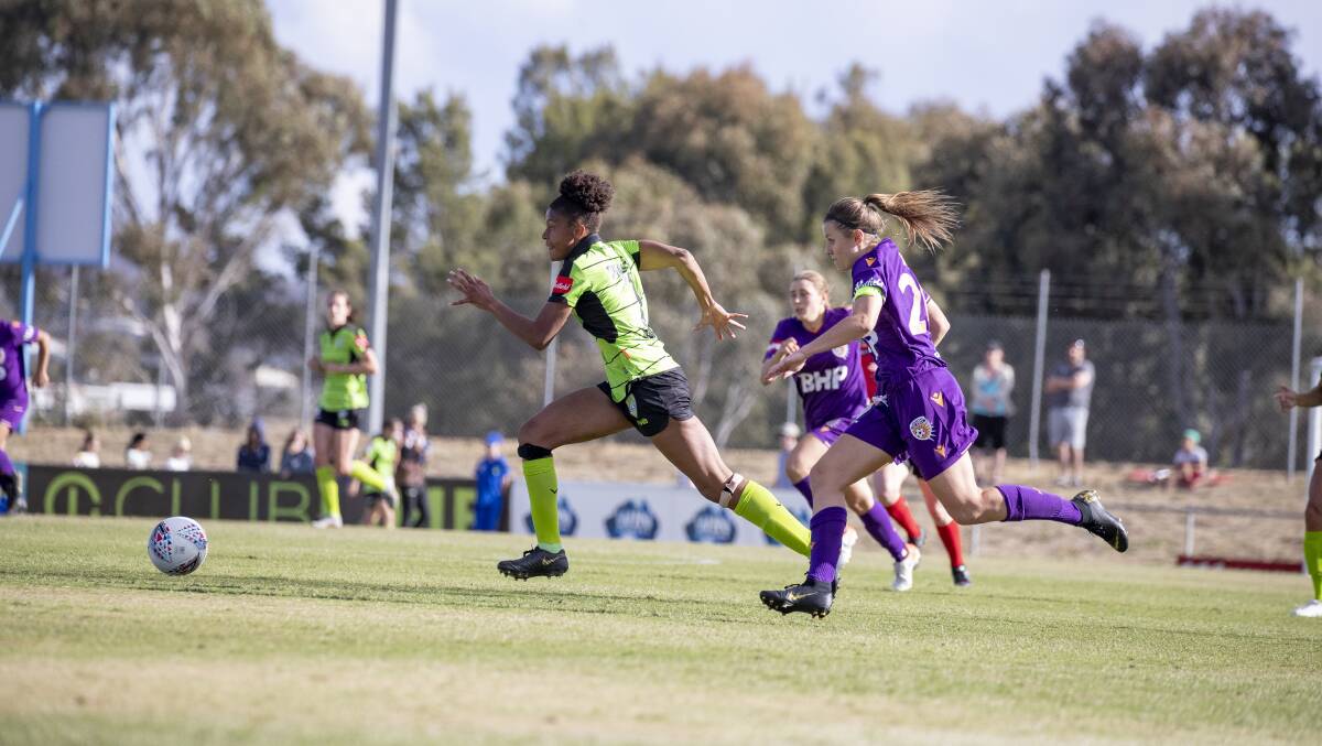 Canberra United's Simone Charley has scored three times against Perth Glory. Picture: Sitthixay Ditthavong