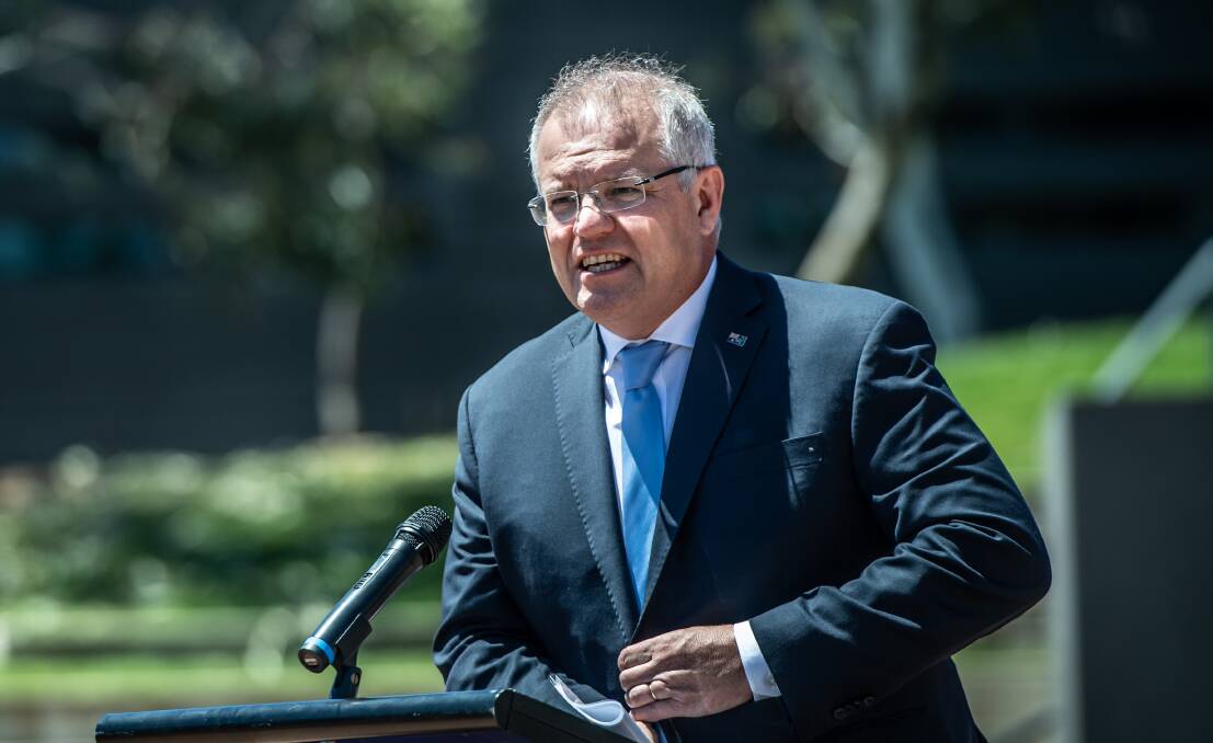 Prime MinisterScott Morrison is expected to announce extra cash to fast-track infrastructure projects around the country. Picture: Karleen Minney