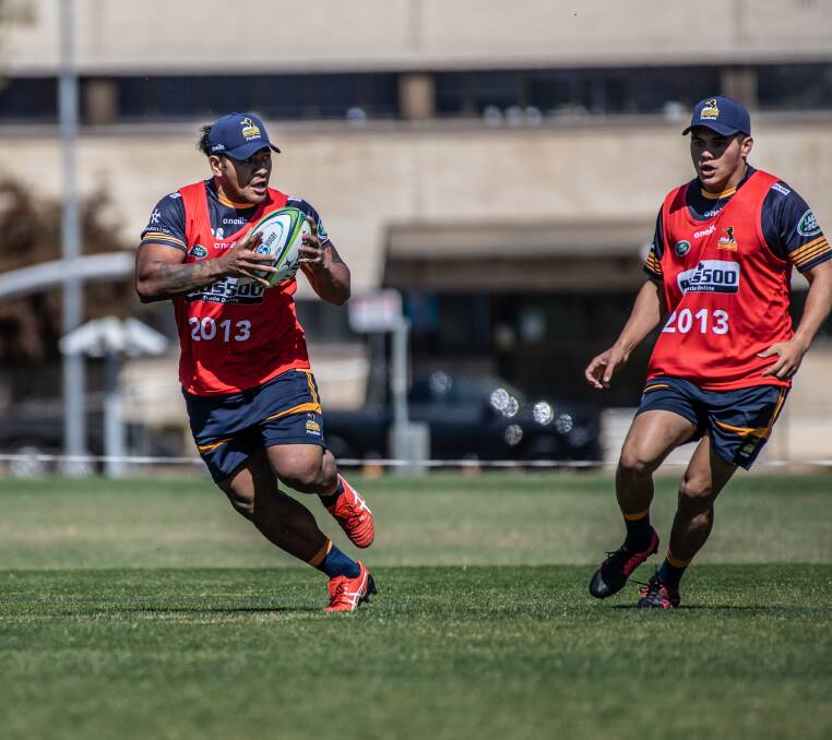 Solomone Kata, left, his hoping to force his way into the Brumbies side this year. Picture: Karleen Minney