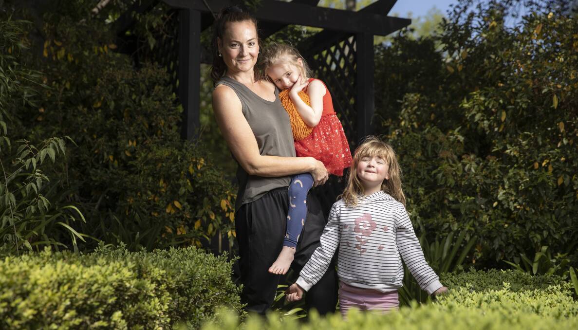 Sarah Chatain, from Griffith, had no trouble getting her daughters Harriette, 3, and Cecilia, 5, into her desired childcare. Picture: Sitthixay Ditthavong