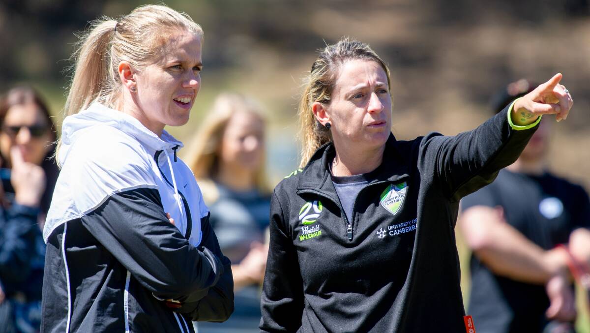 Heather Garriock, right, has been Canberra's coach for the past three years. Picture: Elesa Kurtz