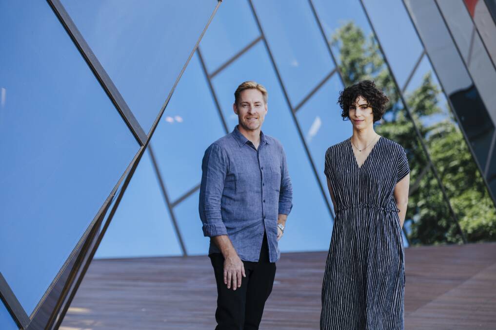 Brook Anderson and Rebecca Bureau, of New York design company Local Projects, at the National Museum of Australia. Picture: Jamila Toderas