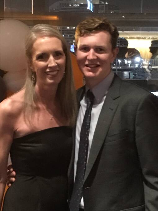 Mel Green and her son Tom, at the GWS Giants' best and fairest night in Sydney where he was awarded Academy Player of the Year.