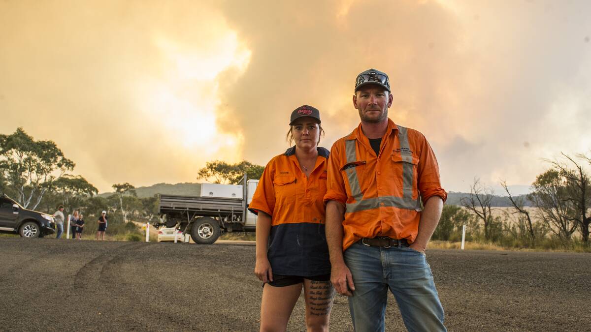 Stevie Ryan and James Elliott. Ms Ryan left her uncle's property on the advice of firefighters. Picture: Dion Georgopoulos