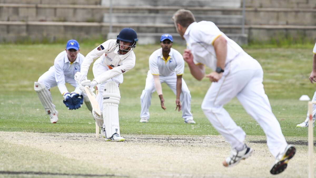 Tom Kellar in action for Queanbeyan in the Cricket ACT Douglas Cup. Picture: Dion Georgopoulos