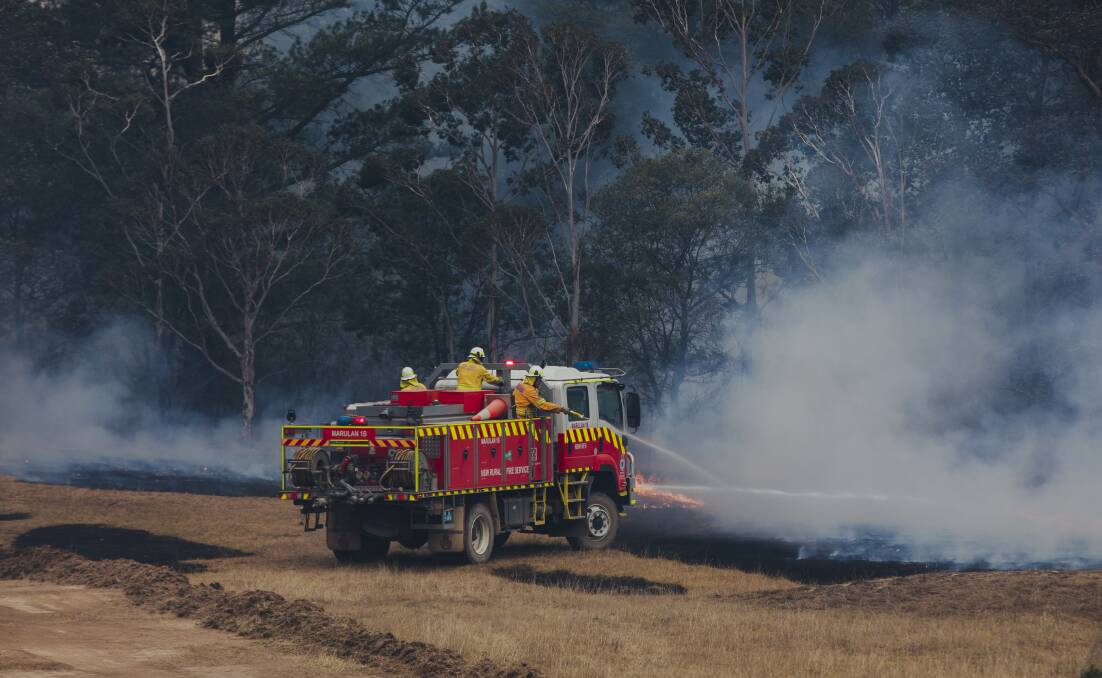 Fire crews battling the North Black Range bushfire. Picture: Jamila Toderas