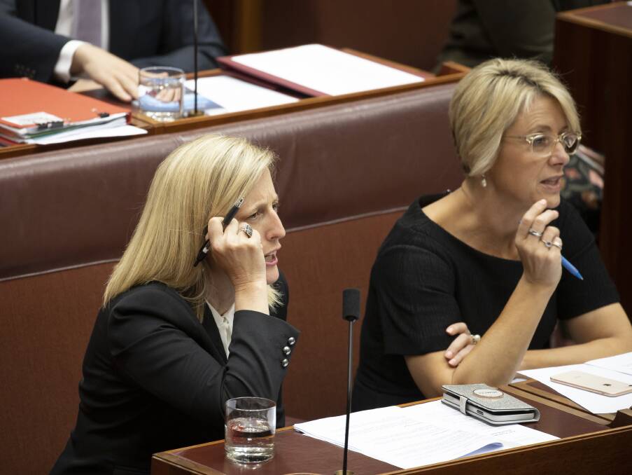 Labor senators Katy Gallagher and Kristina Kenneally. Picture: Sitthixay Ditthavong