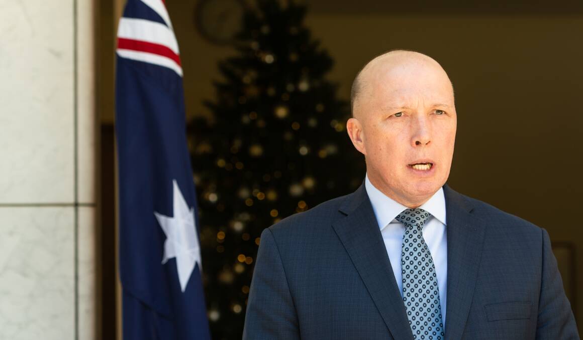 Home Affairs Minister Peter Dutton: Defence will be called in to manage Christmas Island detainees. Picture: Elesa Kurtz