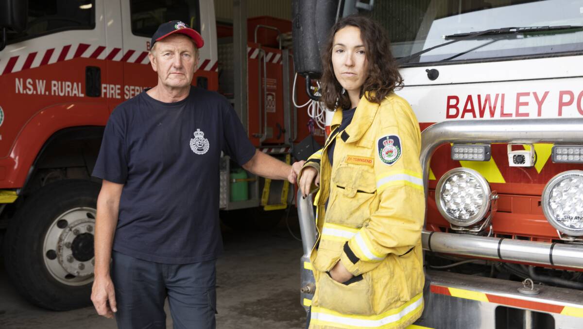 Bawley Point Rural Fire Brigade captain Charlie Magnuson with volunteer firefighter Joy Townsend last year, the day before fire hit the village. Picture: Sitthixay Ditthavong