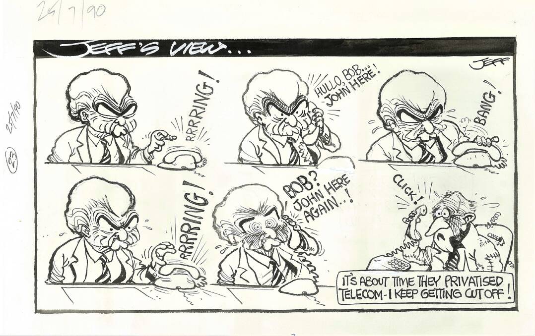 A Jeff Hook cartoon of Bob Hawke from 1990.