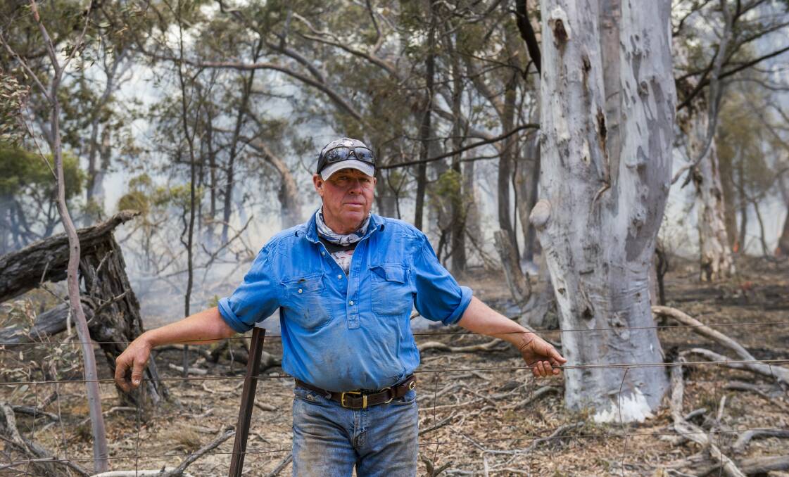 Property owner Peter Brasser was conducting a backburn at Gidleigh Station on Saturday. Picture: Dion Georgopoulos