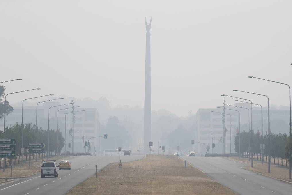 The smoke which shrouded Canberra this affected visibility, air quality and people's health. Picture: Sitthixay Ditthavong