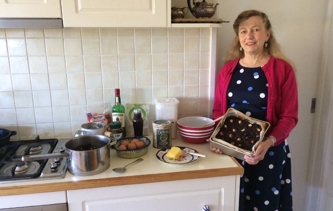 Jenny Gall making the fruit cake. Picture: Supplied