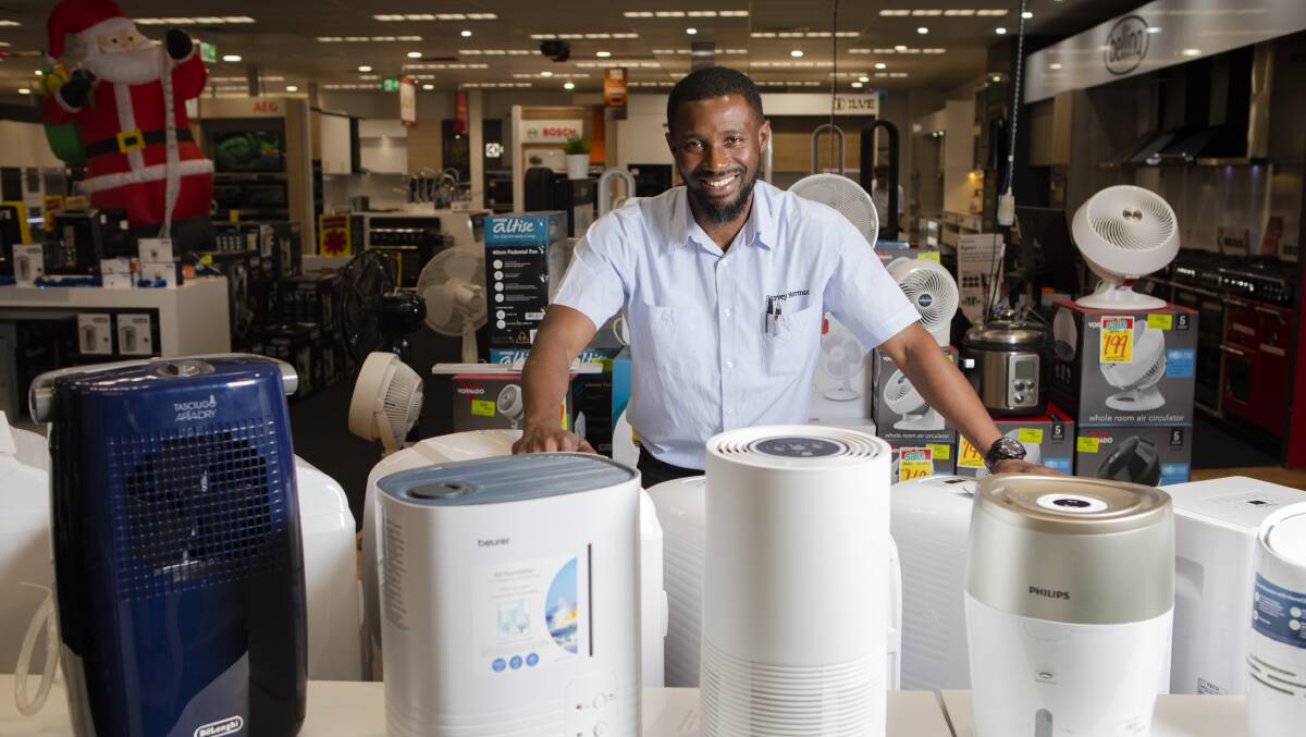 Harvey Norman Fyshwick have recently had a large number of people purchasing Air Purifiers. Salesman Eddie Aweh. Picture: Jamila Toderas