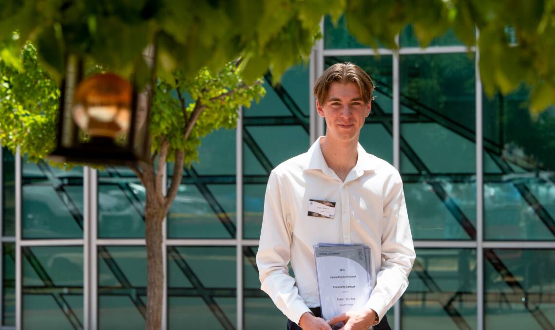 Gungahlin College student Isaac Martin, who received his ATAR results on Tuesday. Picture: Elesa Kurtz