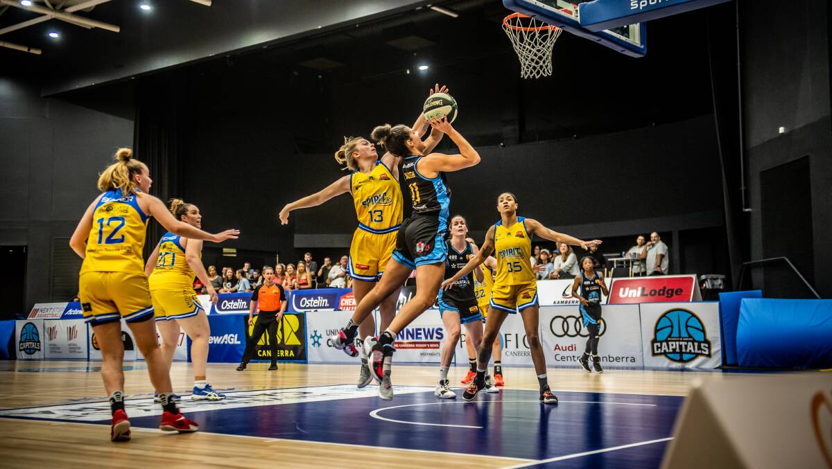 Canberra Capitals' Kia Nurse, strong under the basket. Picture: Karleen Minney