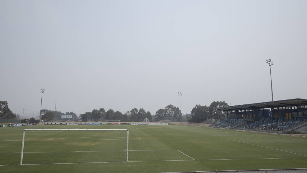 Smoke haze at McKellar Park could jeopardise the Boxing Day match between Canberra United and the unbeaten Western Sydney Wanderers. Picture: Sitthixay Ditthavong