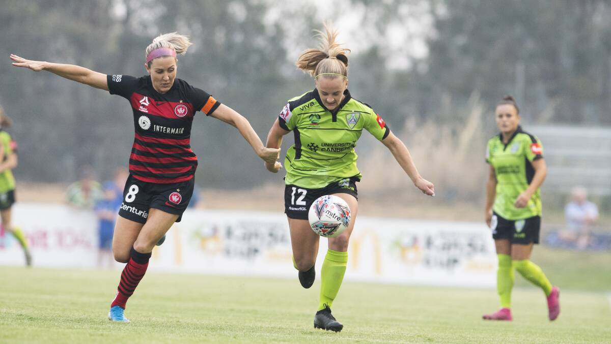 Hayley Taylor-Young has played four matches so far with Canberra United in her debut season. Picture: Dion Georgopoulos