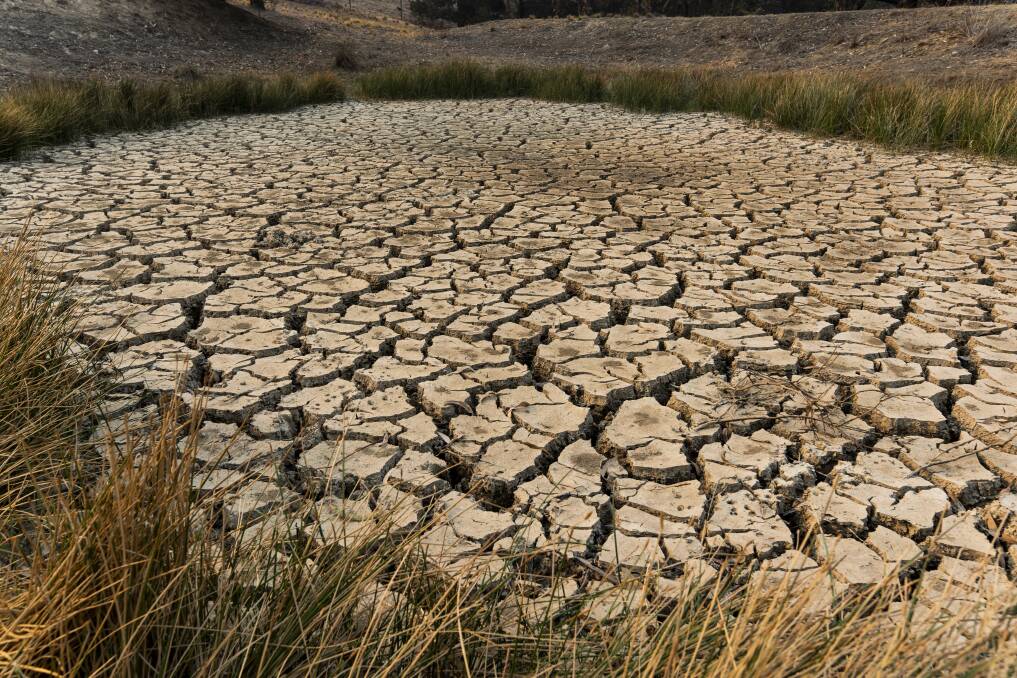 One of the empty dams at Enotria winery, which is completely dry from the drought. Picture: Dion Georgopoulos