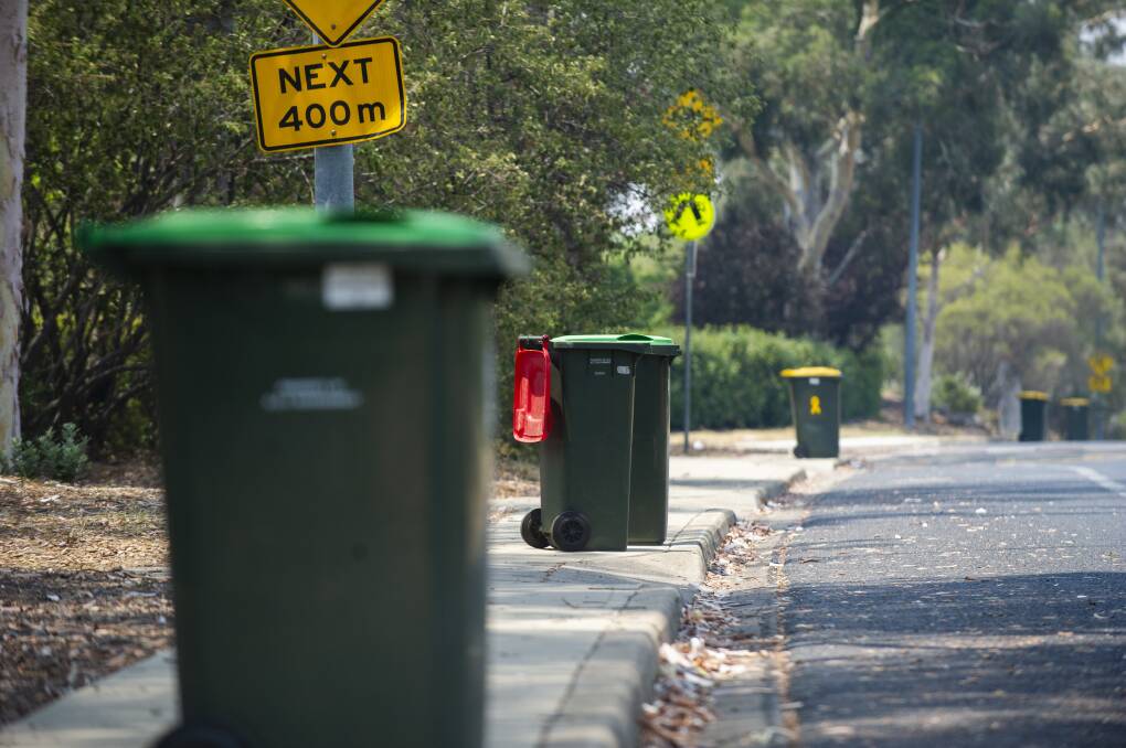 Bins in 20 Canberra suburbs will not be collected Monday and Tuesday. Picture: Dion Georgopoulos
