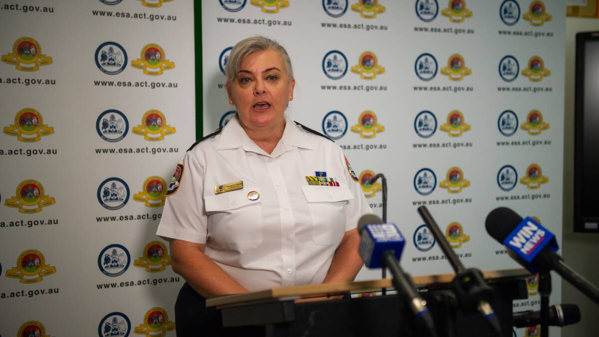 ACT Emergency Services Agency Commissioner Georgeina Whelan speaks to media regarding the total fire ban that has been declared over the New Year period. Picture: Karleen Minney.