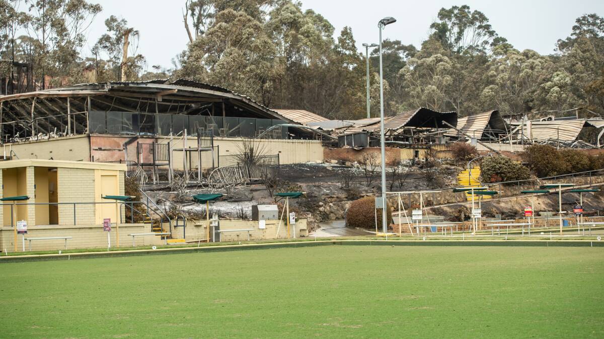 Extensive damage done to the recently renovated Malua Bay bowls club. Picture: Karleen Minney.