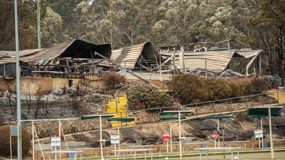 Extensive damage done to the Malua Bay Bowling Club. Picture: Karleen Minney.