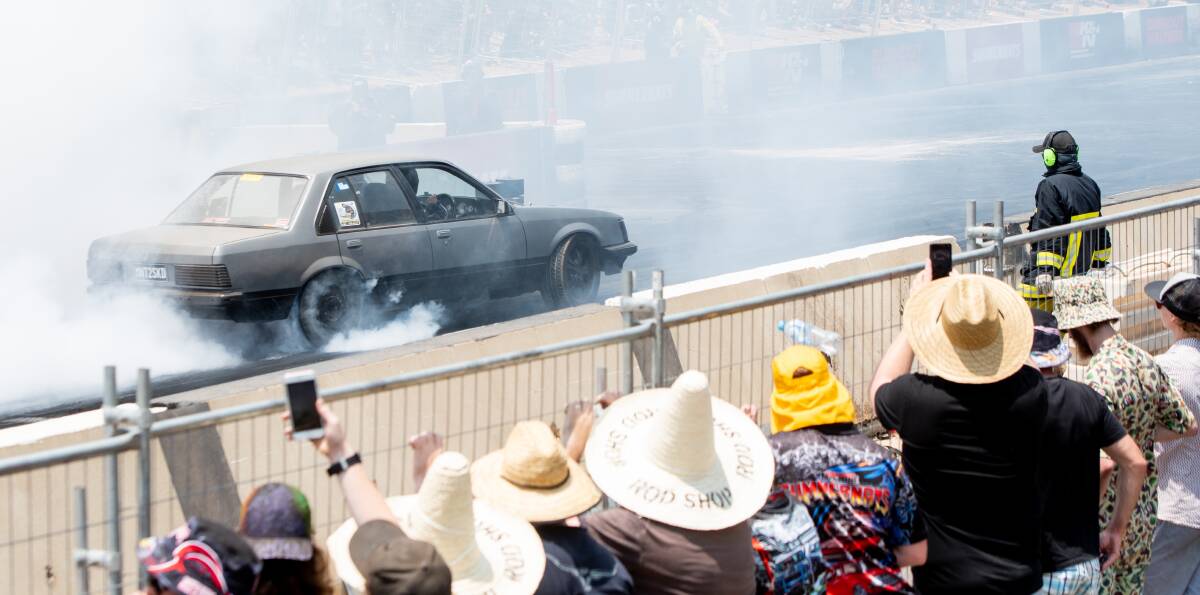 Action from the burnout masters competition on Friday. Picture: Elesa Kurtz