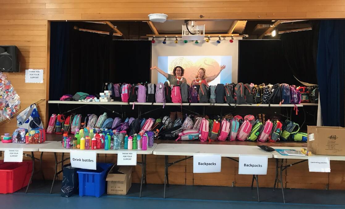 The hall at St Anthony's Primary at Wanniassa became a collection point for the donations.