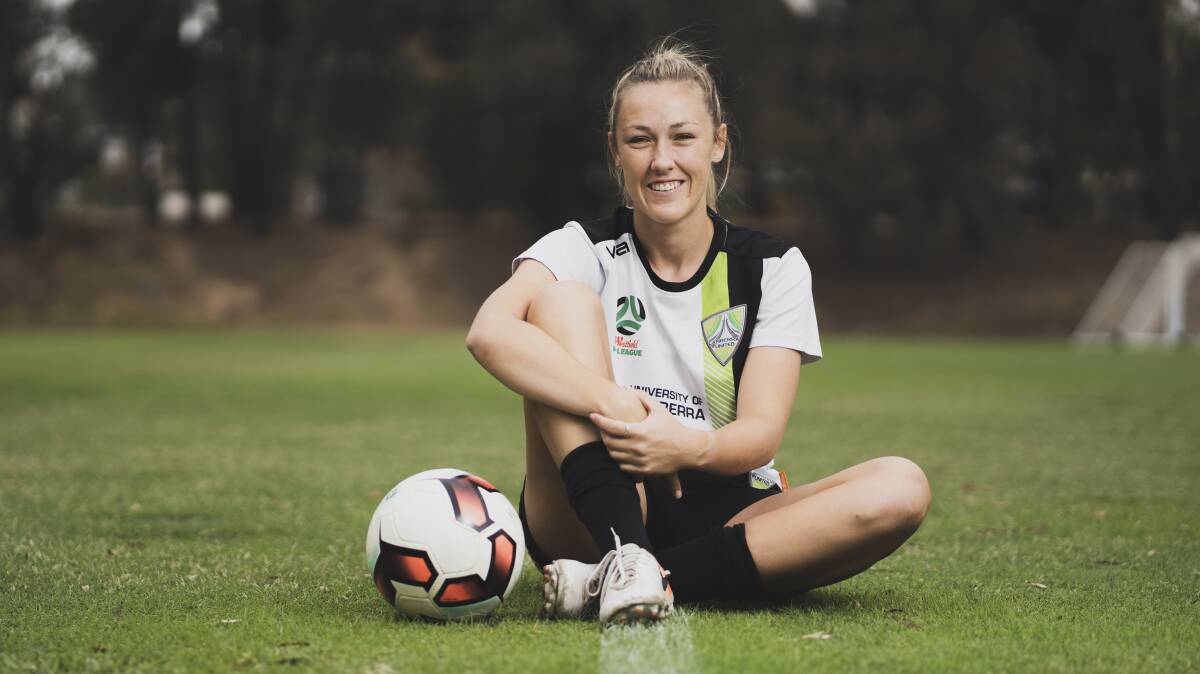 Canberra United player Taren King will have her family in lime green on Monday. Picture: Dion Georgopoulos