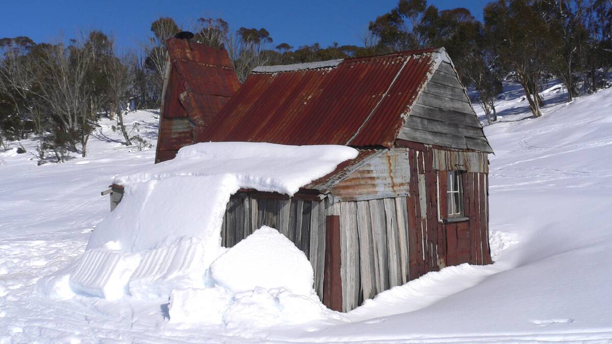 Four Mile Hut resplendent with snow, 2014. Picture: Matthew Higgins.