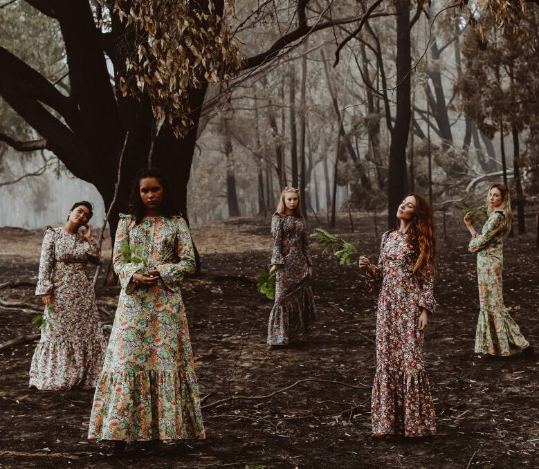 Photos from Saloon Design House's Phoenix Collection featuring women from Braidwood in the area affected by the bushfire. Picture: Asha Kidd