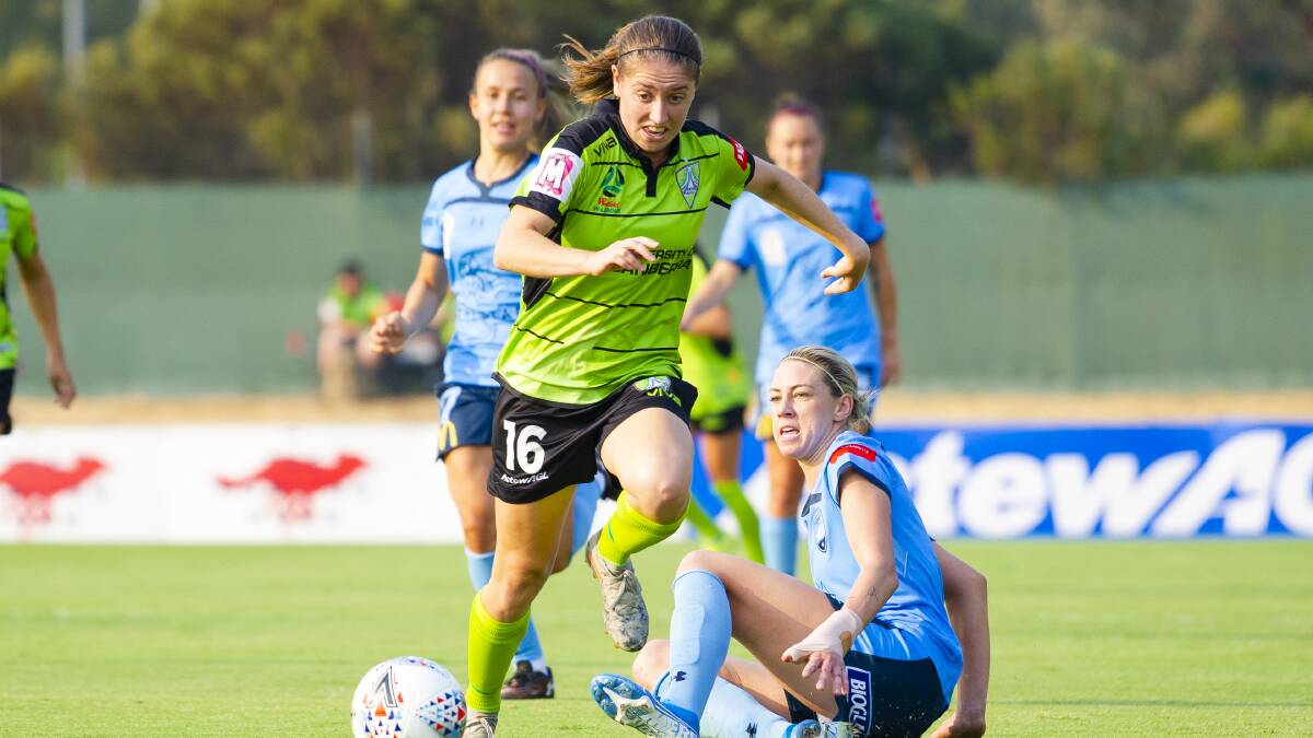 Canberra United's Karly Roestbakken could play her first home Matildas match next month. Picture: Jamila Toderas