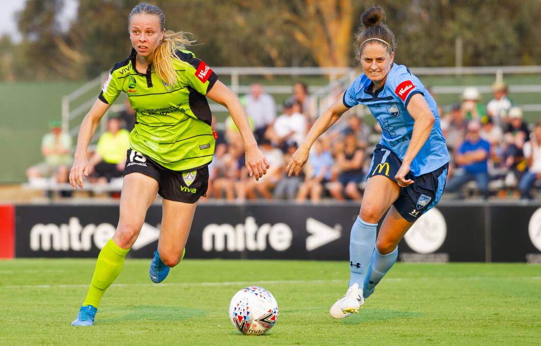 Canberra's Ellie Brush, playing for Sydney FC, could be playing her final W-League match this weekend. Picture: Jamila Toderas