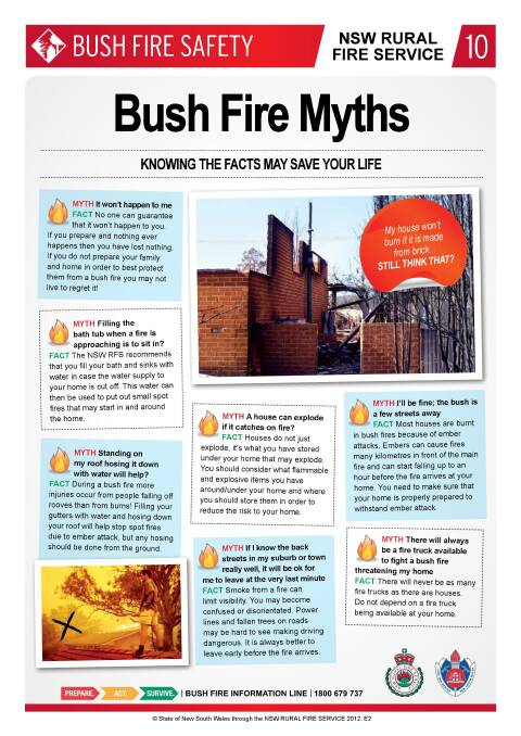 Bushfire myths outlined by the NSW Rural Fire Service.