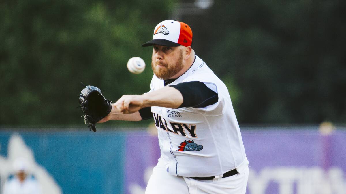 Cavalry pitcher Frank Gailey could find himself up against two-time World Series winner Manny Ramirez at Narrabundah Ballpark on New Year's Eve. Picture: Jamila Toderas