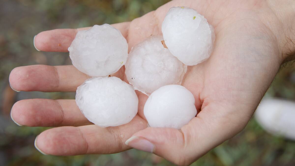 Giant hail hit Canberra on Monday. Picture: Jamila Toderas