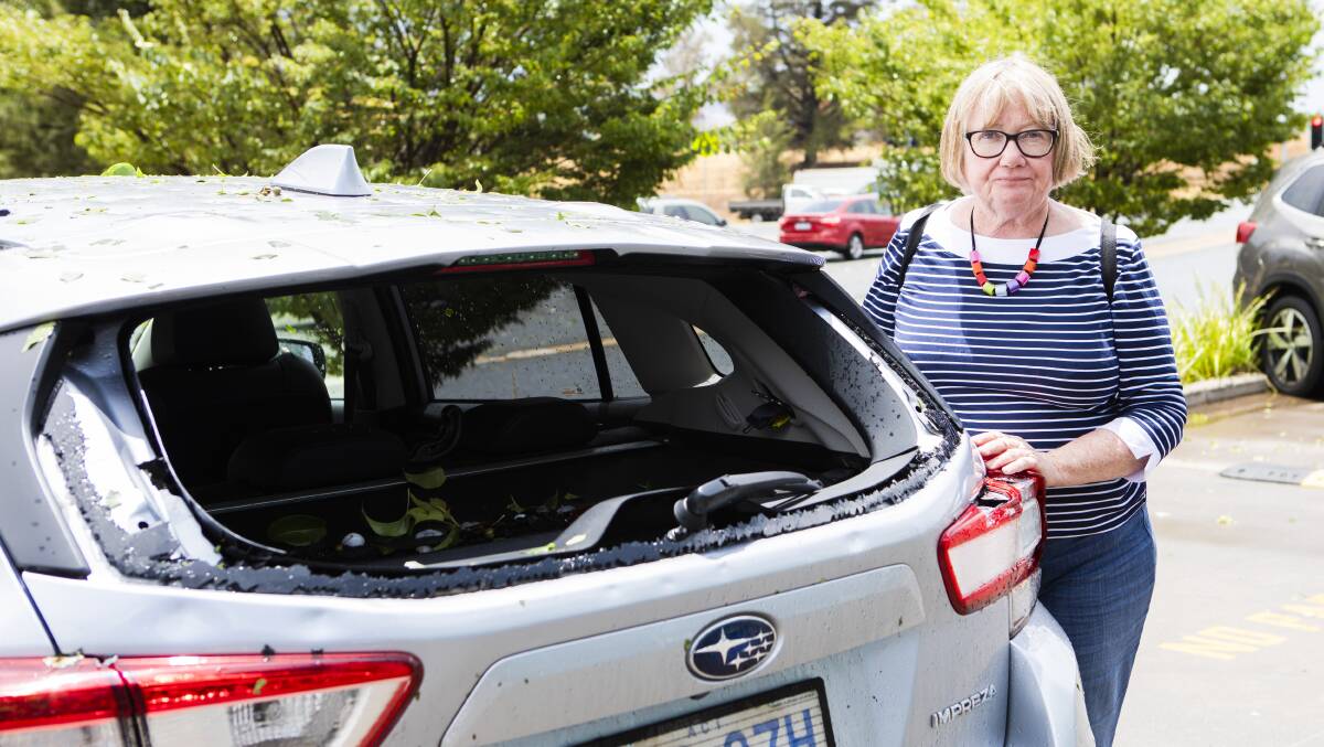 Frances Summers purchased her car through a private sale on Monday morning before the hail came through. Picture: Jamila Toderas