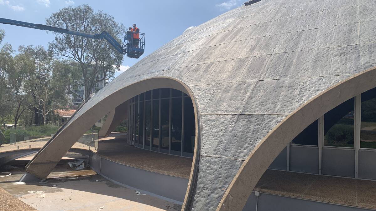 Damage sustained to the Shine Dome in Monday's hailstorm. Picture: Australian Academy of Science