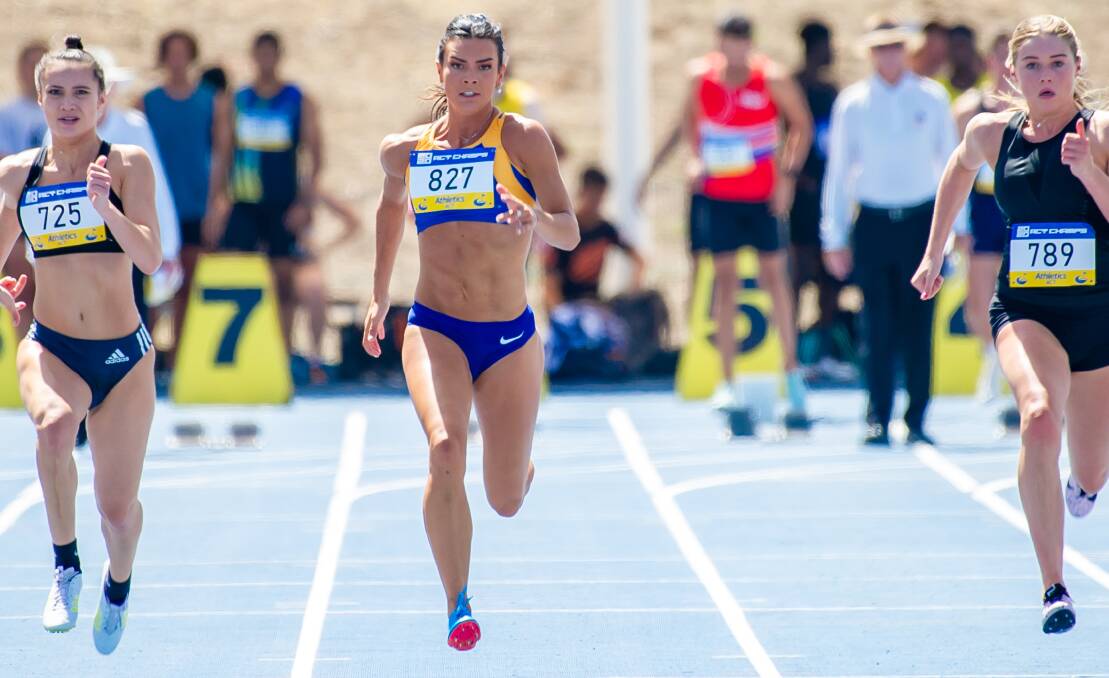 Celeste Mucci in 100m womens' sprint semi-final. Picture: Elesa Kurtz