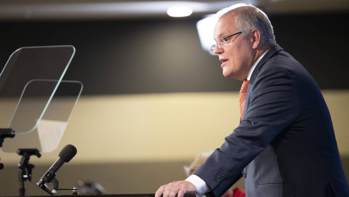 Prime Minister Scott Morrison at the National Press Club in January. Picture: Sitthixay Ditthavong