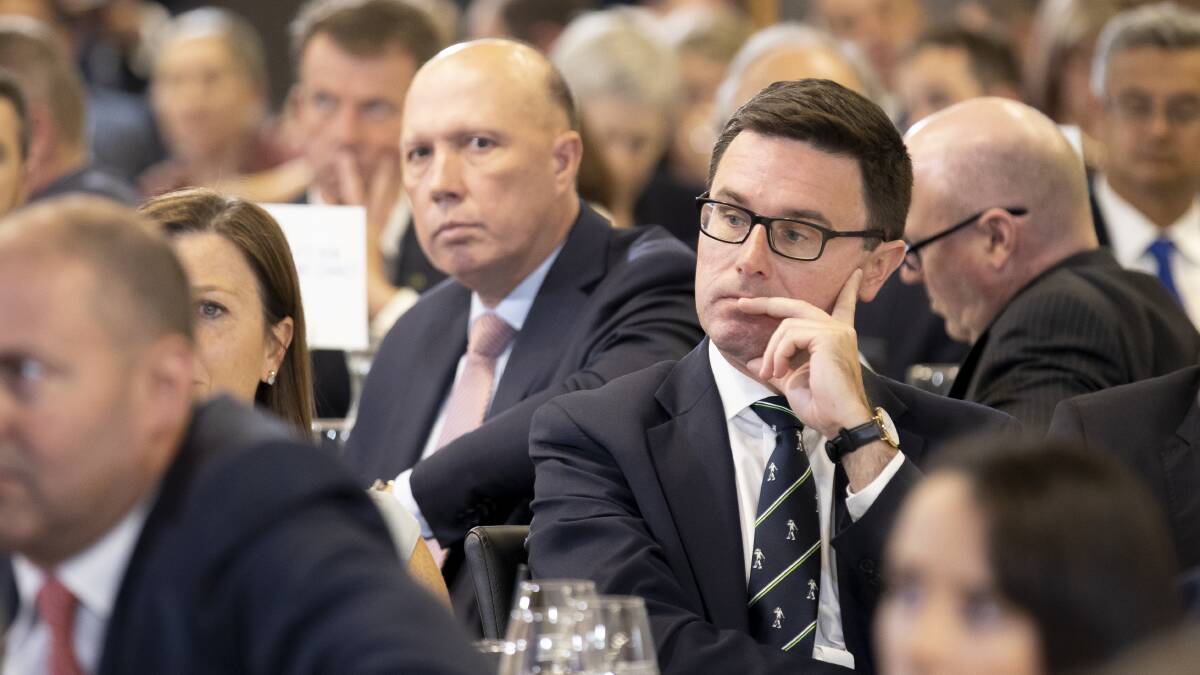 Water Minister David Littleproud at Scott Morrison's address the National Press Club on Wednesday. Picture: Sitthixay Ditthavong