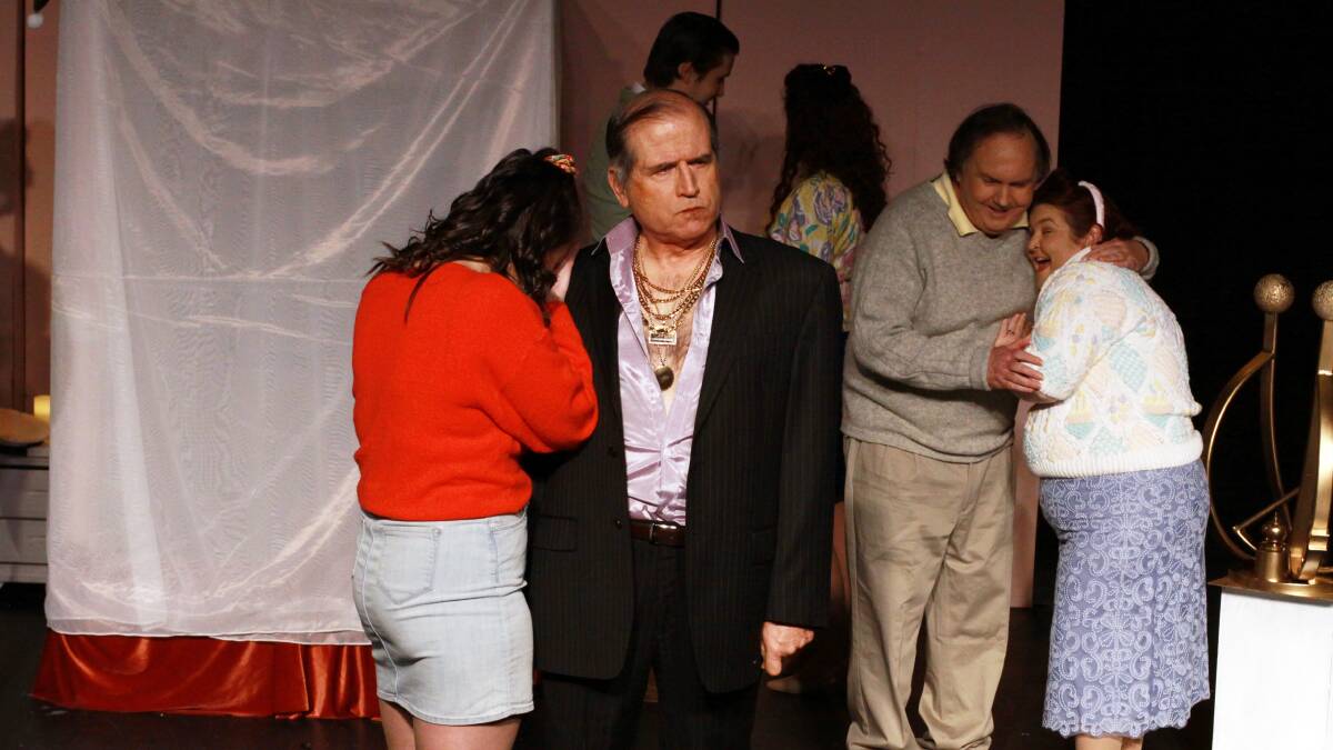 In the company's 2019 production of Gianni Schicchi: from left, Hannah Carter (Lauretta), Colin Milner (Schicchi), Middle: Terry Johnson (Gherardo), Stephanie McAlister (Nella), Back: Katrina Wiseman (Cesca) and Thomas Nolte-Crimp (Marco). Picture: Michaella Edelstein.