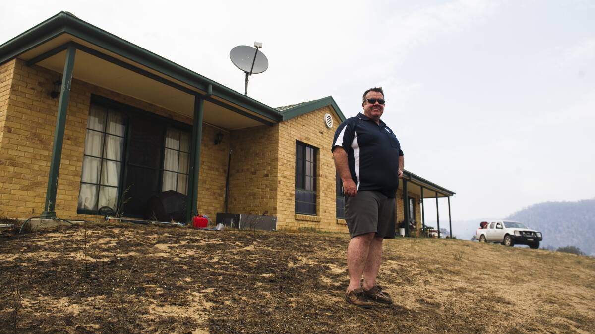 Bumbalong Valley resident Laurence Cowie, who stayed to defend his home from flames on Saturday. Picture: Dion Georgopoulos